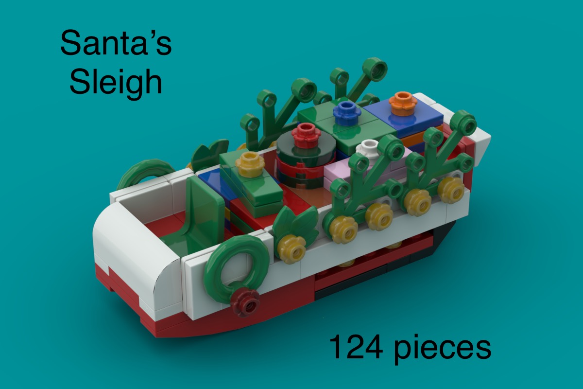 A Christmassy sleigh made of lego